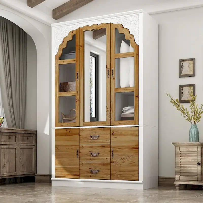 Ensemble de deux armoires Grand Closet d'inspiration vintage avec accents en métal