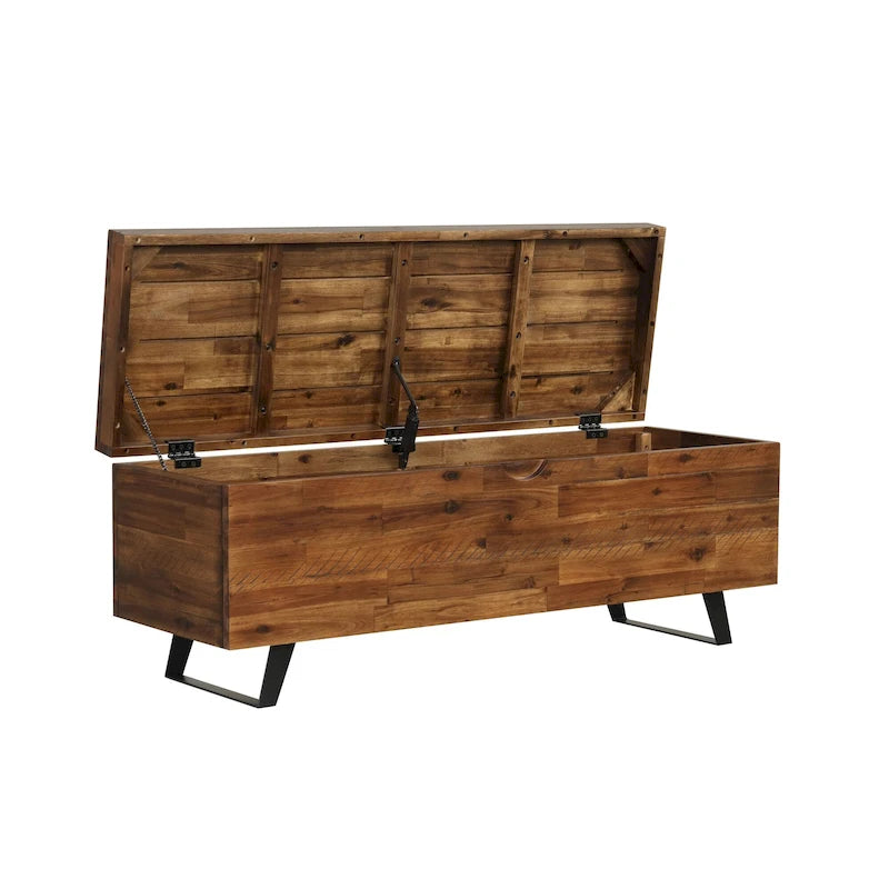Banc de rangement Broadmore en bois d'acacia de 46 pouces