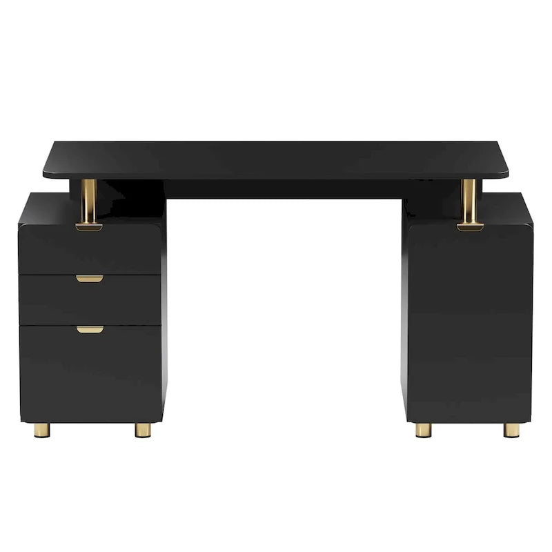 Bureau flottant exécutif moderne avec 3 tiroirs et surface de travail élégante