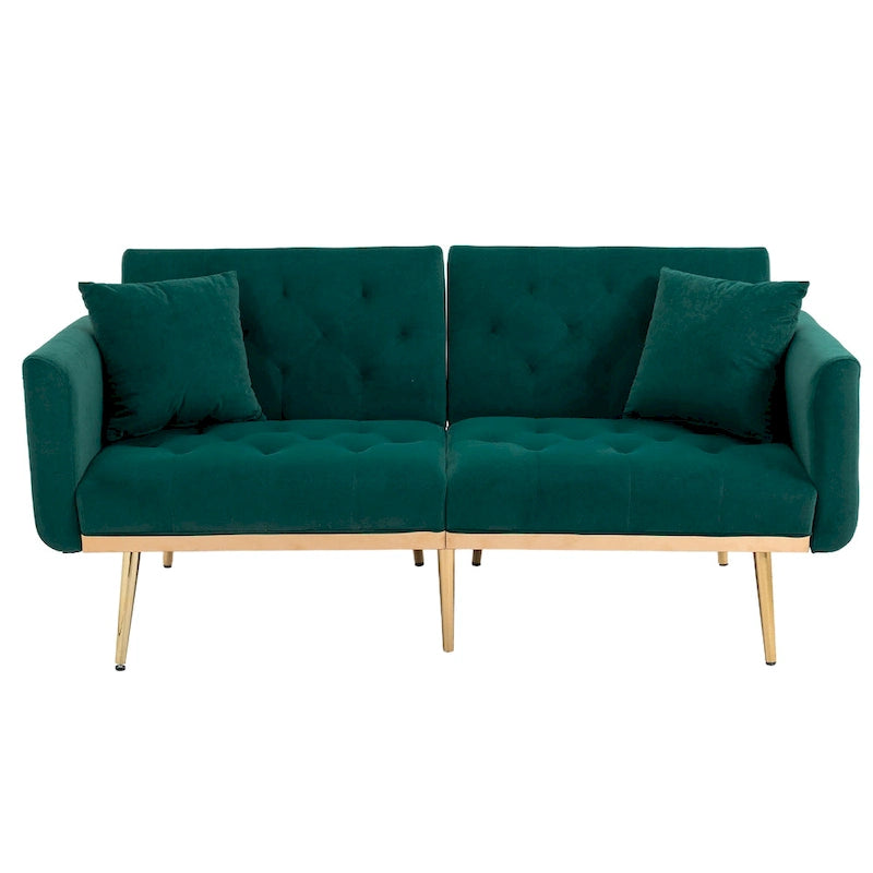 Canapé-lit futon en velours de 65,35 pouces avec dossier réglable