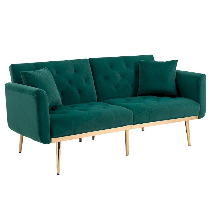 Canapé-lit futon en velours de 65,35 pouces avec dossier réglable