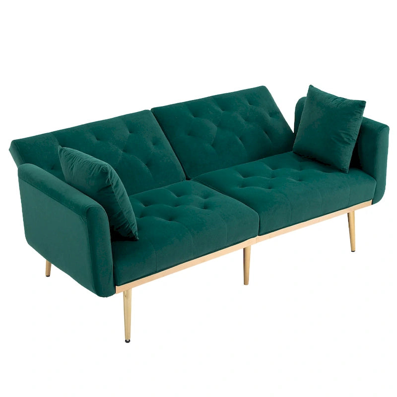 Canapé-lit futon en velours de 65,35 pouces avec dossier réglable