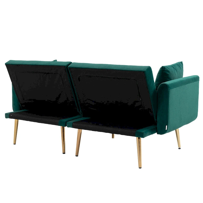 Canapé-lit futon en velours de 65,35 pouces avec dossier réglable