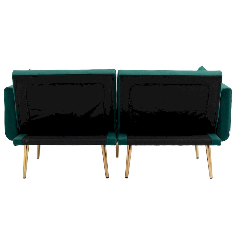 Canapé-lit futon en velours de 65,35 pouces avec dossier réglable