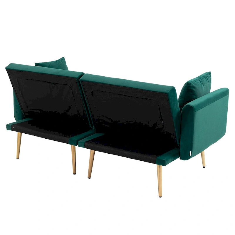 Canapé-lit futon en velours de 65,35 pouces avec dossier réglable