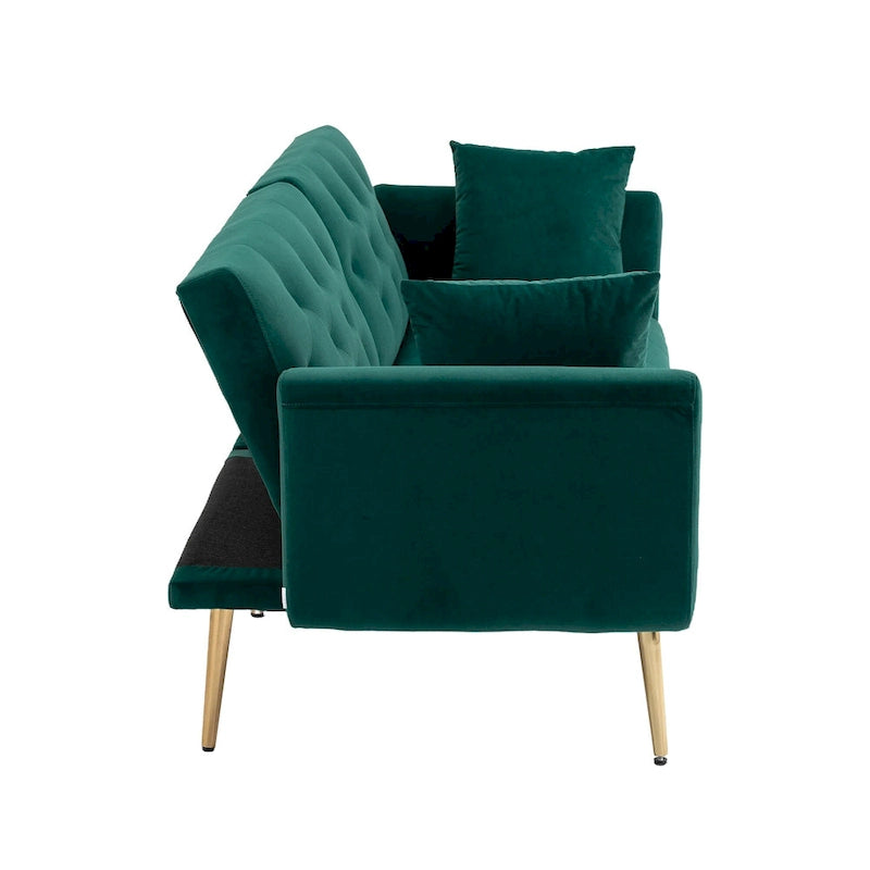 Canapé-lit futon en velours de 65,35 pouces avec dossier réglable