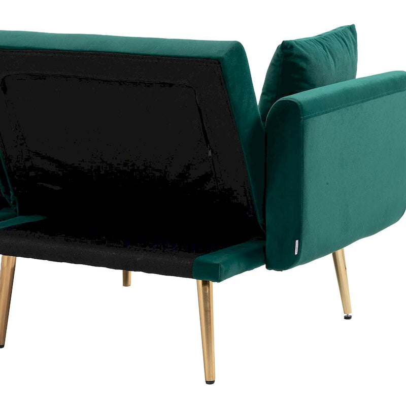 Canapé-lit futon en velours de 65,35 pouces avec dossier réglable