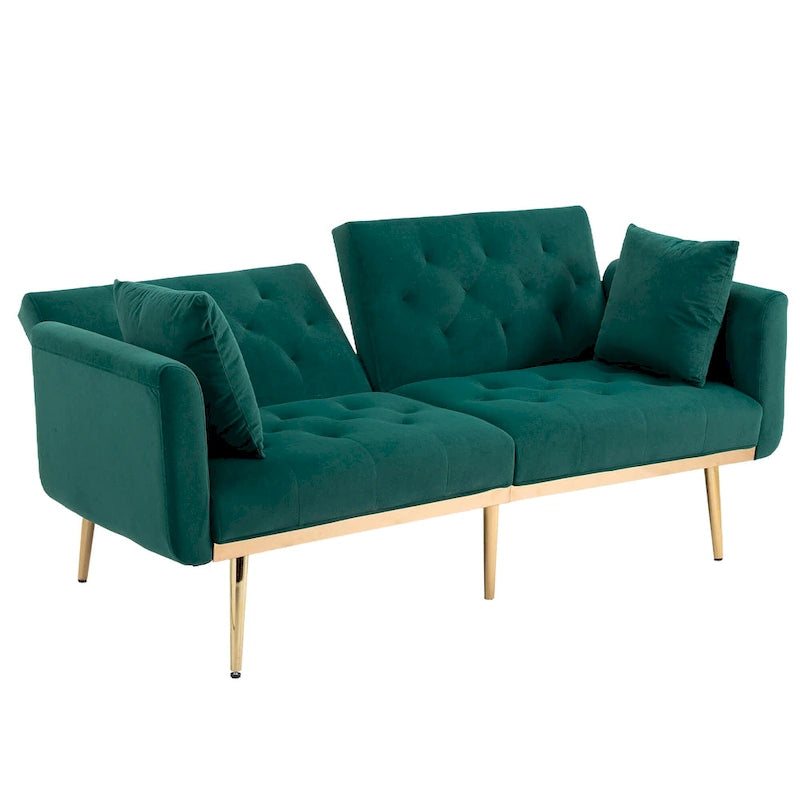 Canapé-lit futon en velours de 65,35 pouces avec dossier réglable