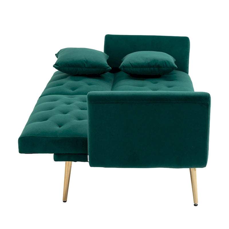 Canapé-lit futon en velours de 65,35 pouces avec dossier réglable