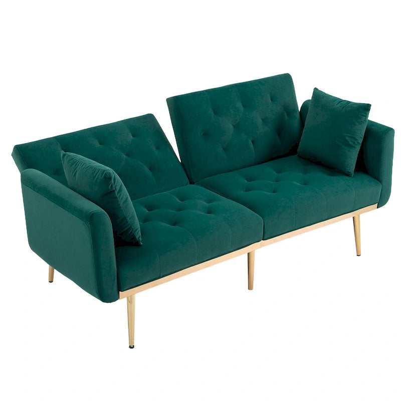 Canapé-lit futon en velours de 65,35 pouces avec dossier réglable