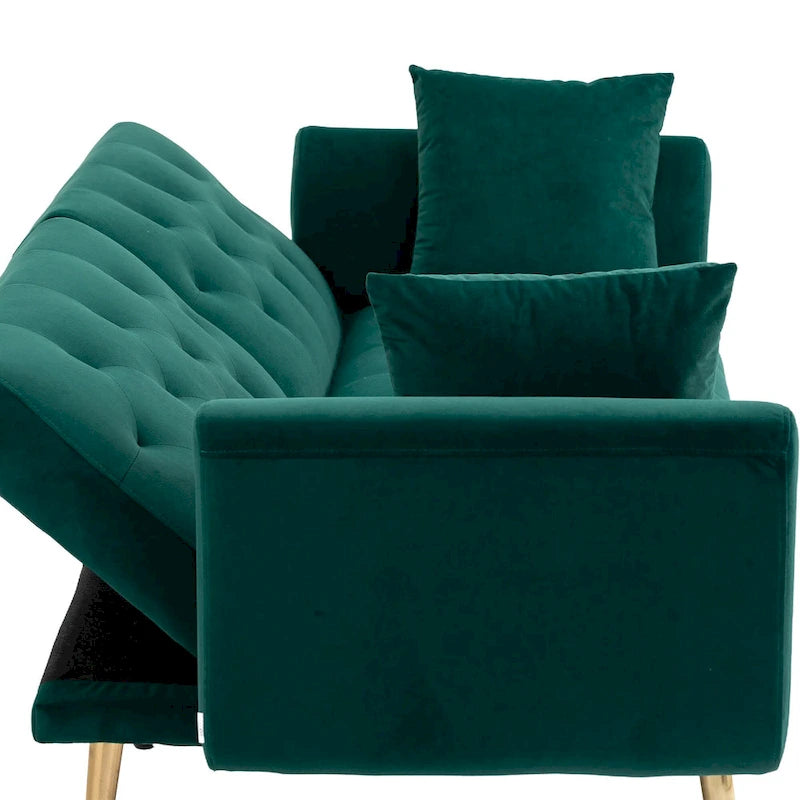 Canapé-lit futon en velours de 65,35 pouces avec dossier réglable