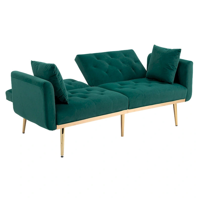 Canapé-lit futon en velours de 65,35 pouces avec dossier réglable