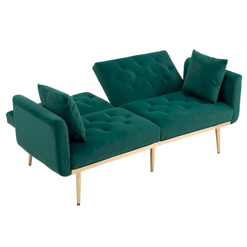 Canapé-lit futon en velours de 65,35 pouces avec dossier réglable
