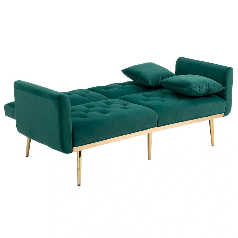 Canapé-lit futon en velours de 65,35 pouces avec dossier réglable