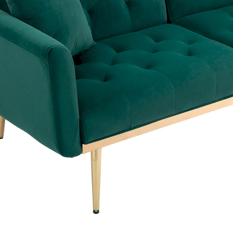 Canapé-lit futon en velours de 65,35 pouces avec dossier réglable