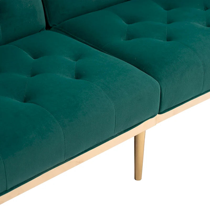 Canapé-lit futon en velours de 65,35 pouces avec dossier réglable