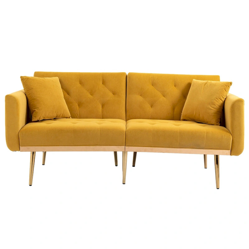 Canapé-lit futon en velours de 65,35 pouces avec dossier réglable