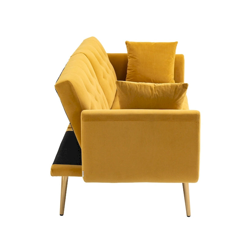 Canapé-lit futon en velours de 65,35 pouces avec dossier réglable