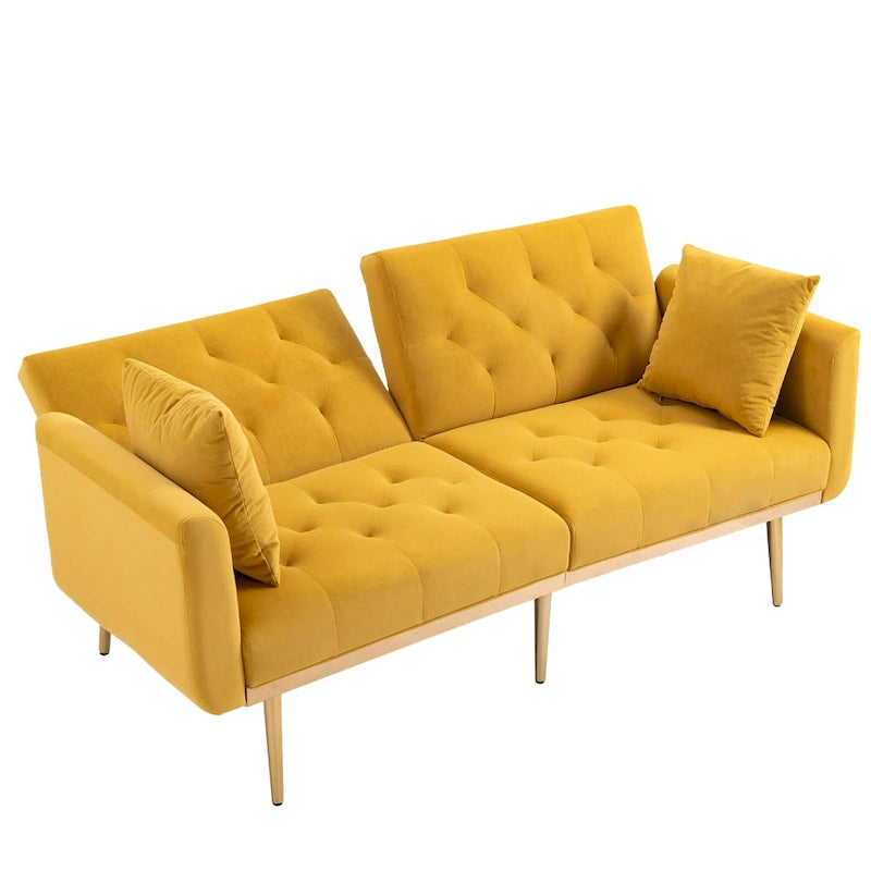 Canapé-lit futon en velours de 65,35 pouces avec dossier réglable