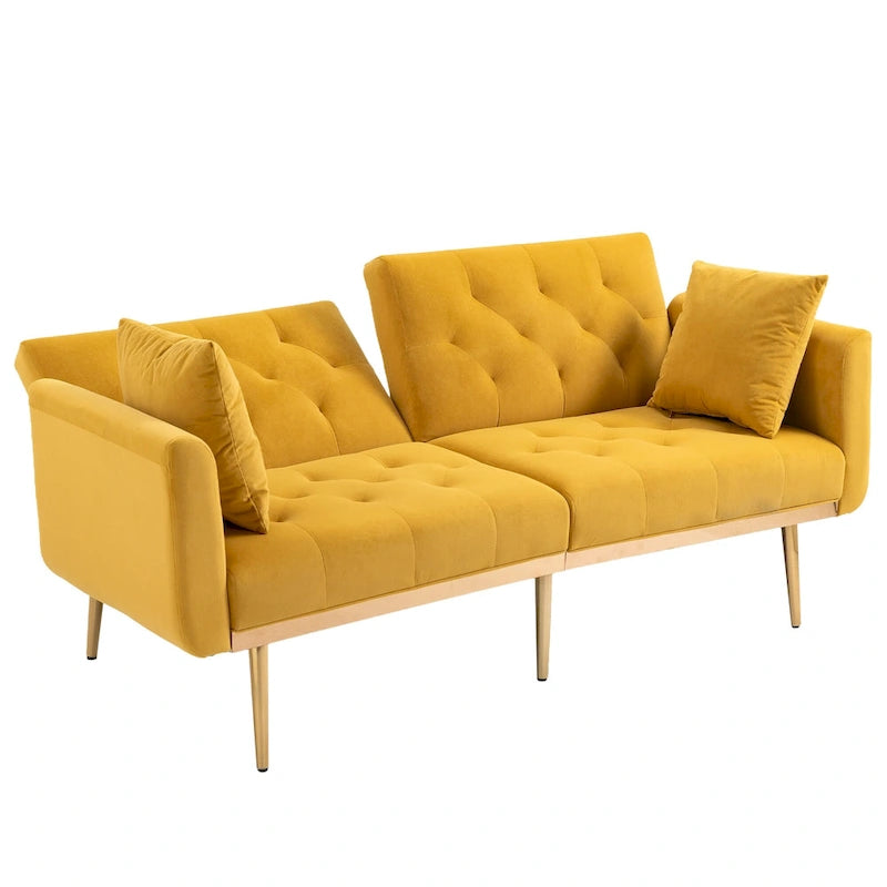 Canapé-lit futon en velours de 65,35 pouces avec dossier réglable