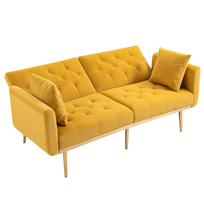 Canapé-lit futon en velours de 65,35 pouces avec dossier réglable
