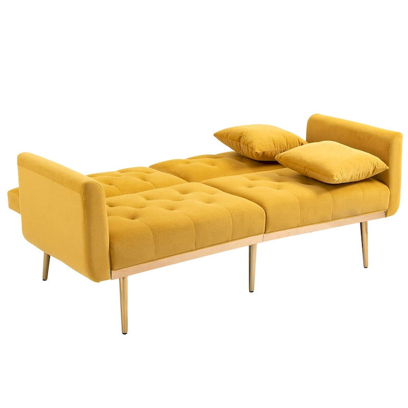 Canapé-lit futon en velours de 65,35 pouces avec dossier réglable