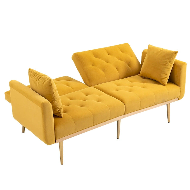 Canapé-lit futon en velours de 65,35 pouces avec dossier réglable