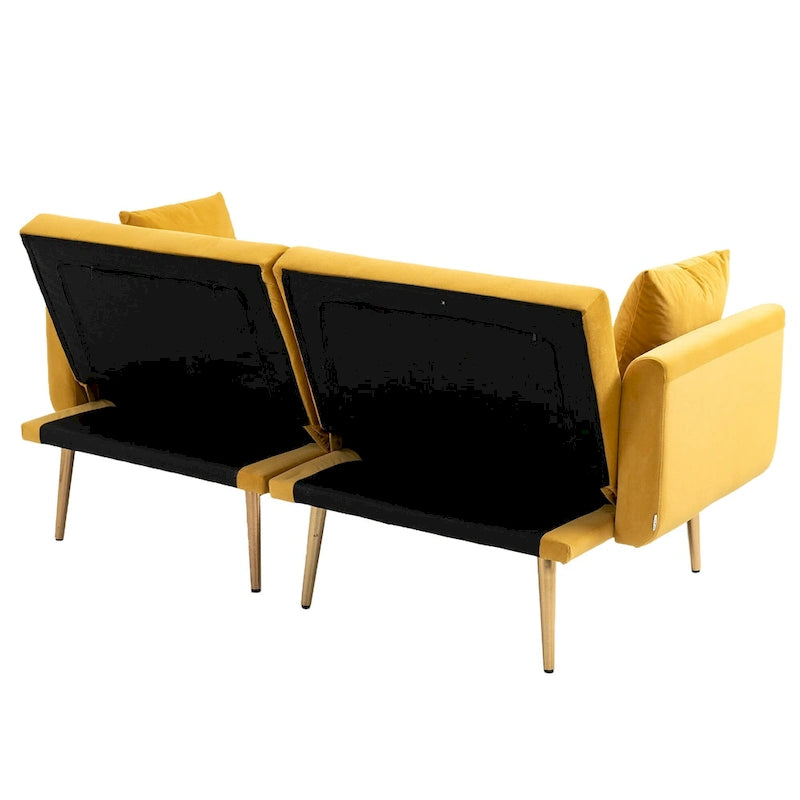 Canapé-lit futon en velours de 65,35 pouces avec dossier réglable