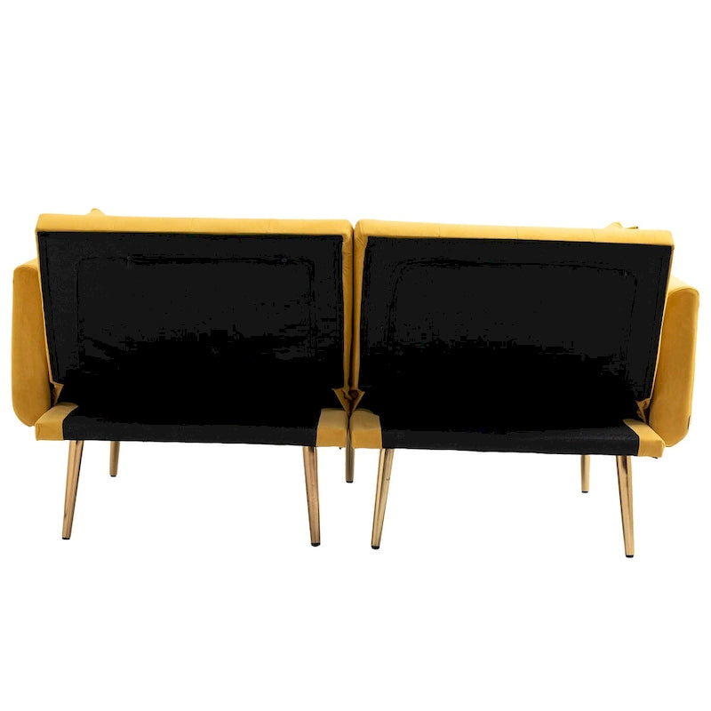 Canapé-lit futon en velours de 65,35 pouces avec dossier réglable