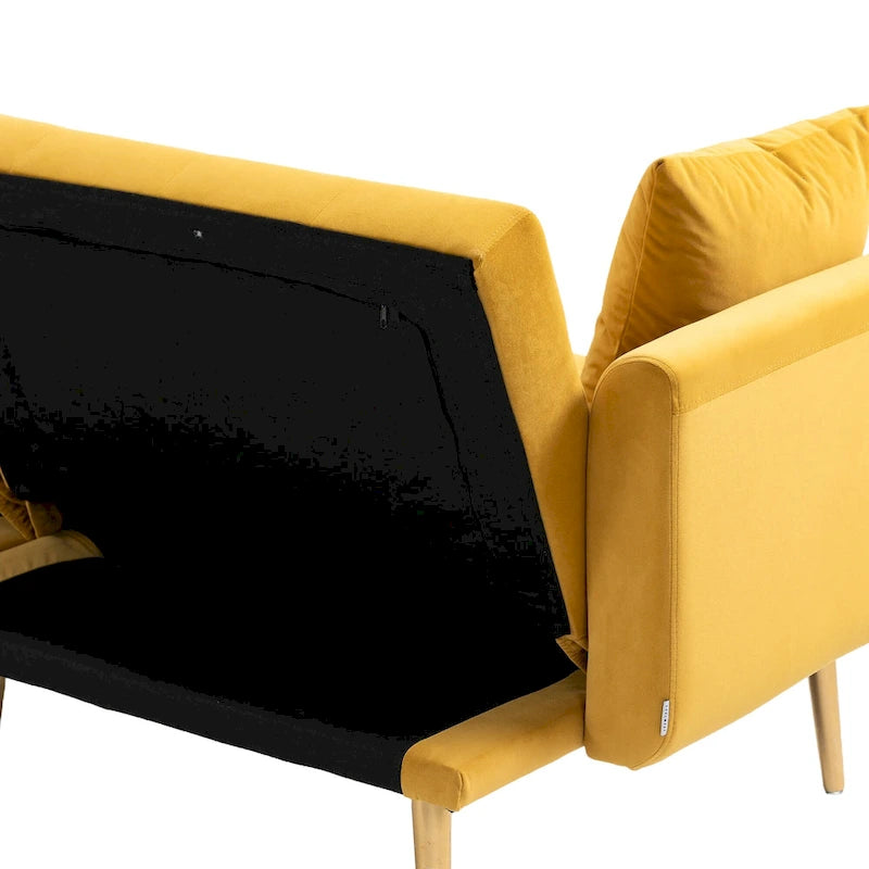 Canapé-lit futon en velours de 65,35 pouces avec dossier réglable