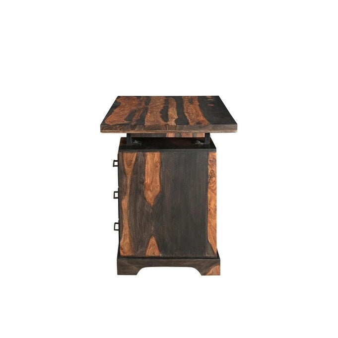 Bureau de travail en bois massif à bord brut brun de 54 pouces