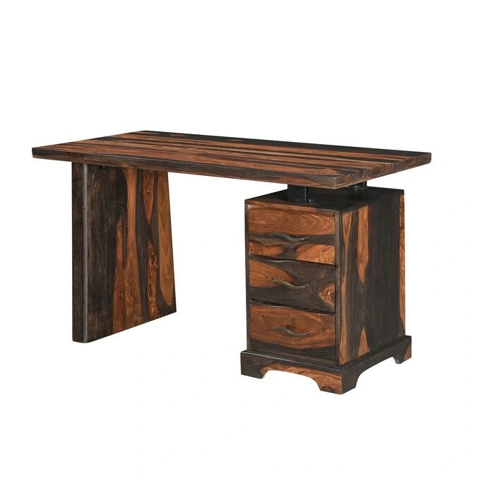 Bureau de travail en bois massif à bord brut brun de 54 pouces