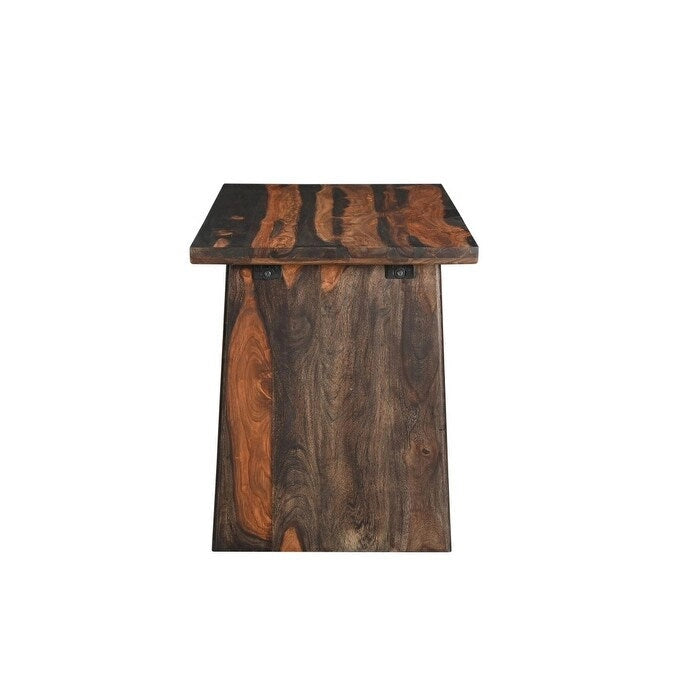 Bureau de travail en bois massif à bord brut brun de 54 pouces