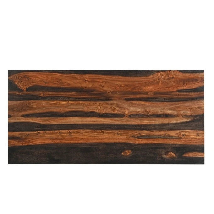 Bureau de travail en bois massif à bord brut brun de 54 pouces