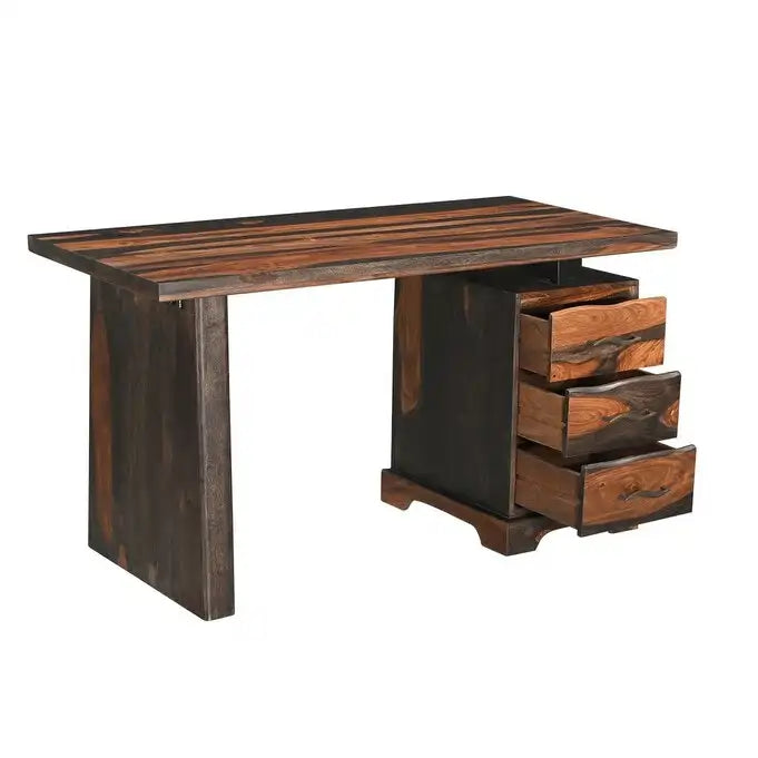 Bureau de travail en bois massif à bord brut brun de 54 pouces
