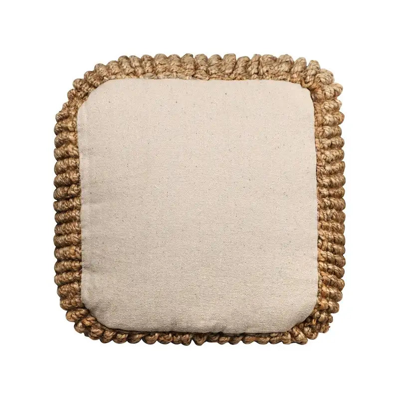 Pouf ottoman cube en jute mélangé naturel de 18 pouces