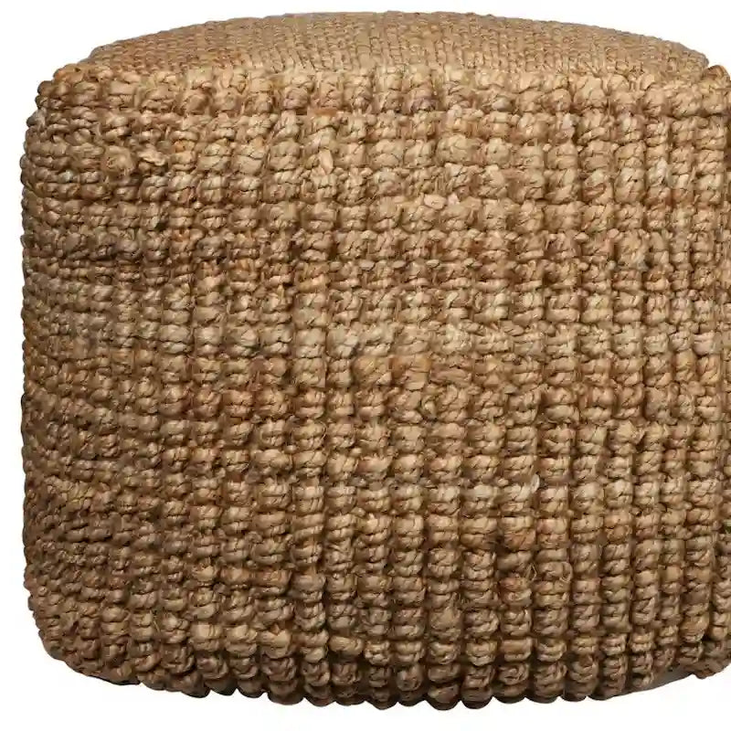 Pouf ottoman cube en jute mélangé naturel de 18 pouces