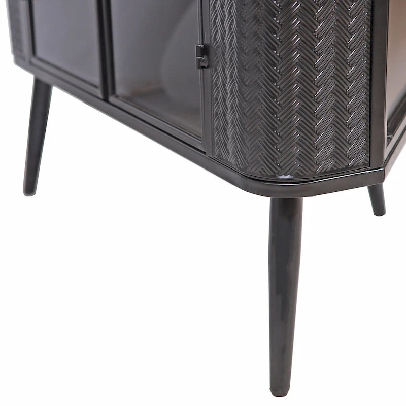 Meuble de rangement d'angle à 3 niveaux avec portes en verre trempé