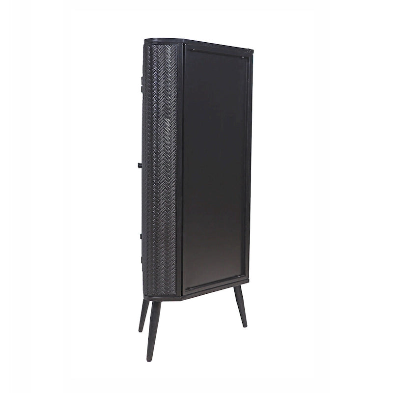 Meuble de rangement d'angle à 3 niveaux avec portes en verre trempé