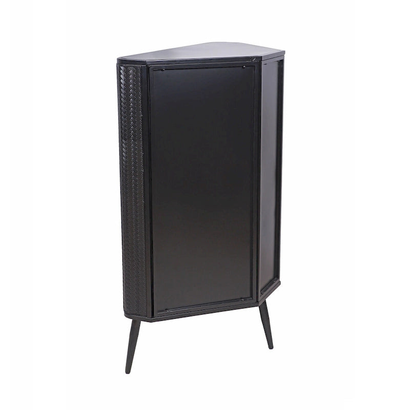 Meuble de rangement d'angle à 3 niveaux avec portes en verre trempé