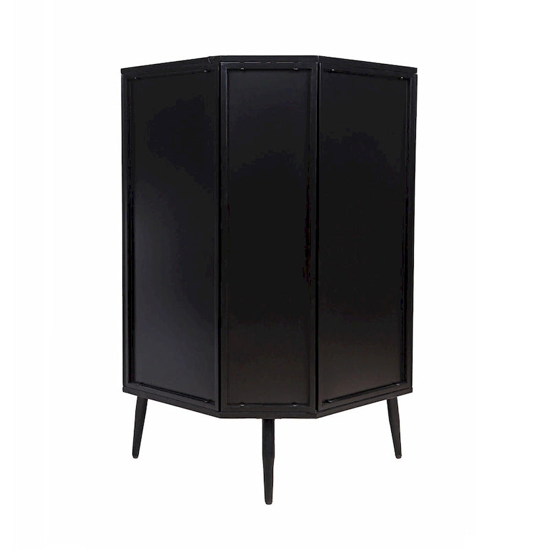 Meuble de rangement d'angle à 3 niveaux avec portes en verre trempé