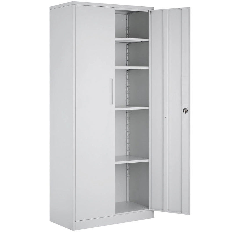 Armoire de rangement métallique verrouillable de 75 pouces avec 4 étagères réglables et 2 portes magnétiques