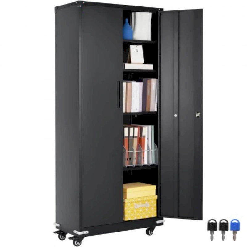 Armoire de rangement métallique verrouillable de 75 pouces avec 4 étagères réglables et 2 portes magnétiques
