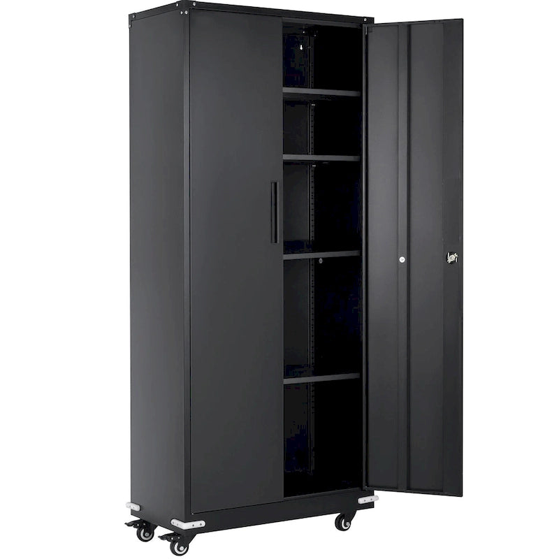 Armoire de rangement métallique verrouillable de 75 pouces avec 4 étagères réglables et 2 portes magnétiques