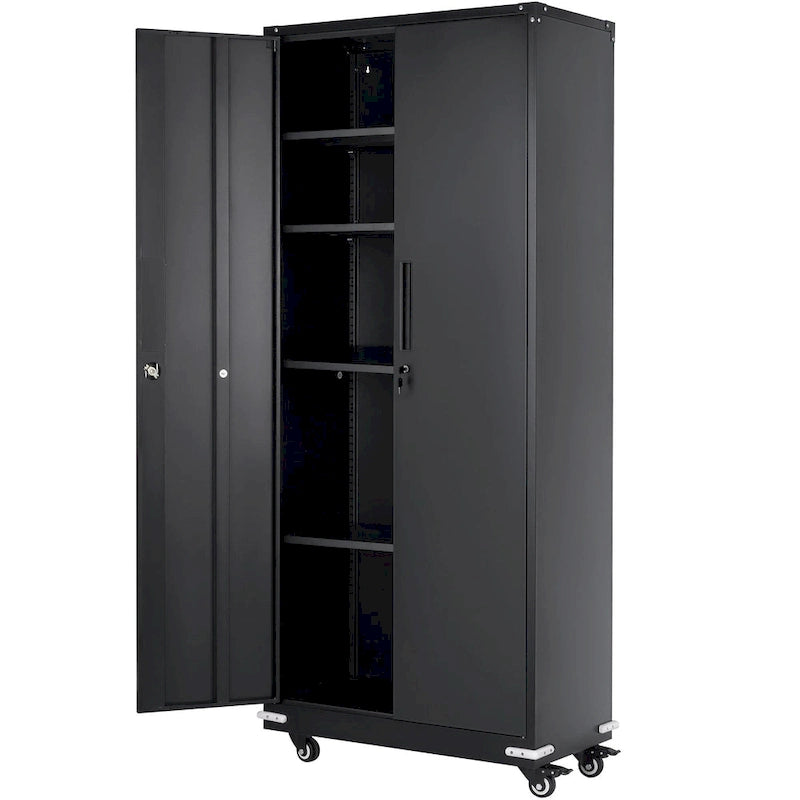 Armoire de rangement métallique verrouillable de 75 pouces avec 4 étagères réglables et 2 portes magnétiques