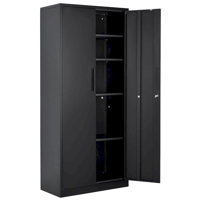 Armoire de rangement métallique verrouillable de 75 pouces avec 4 étagères réglables et 2 portes magnétiques