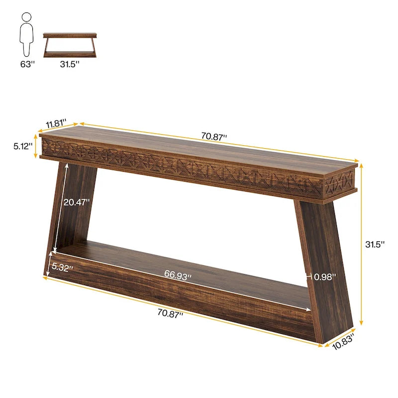 Console de ferme à 2 niveaux de 180 cm