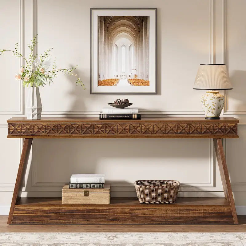 Console de ferme à 2 niveaux de 180 cm