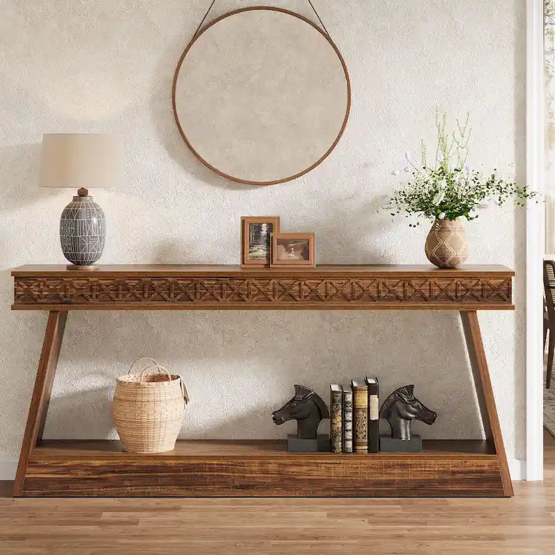 Console de ferme à 2 niveaux de 180 cm