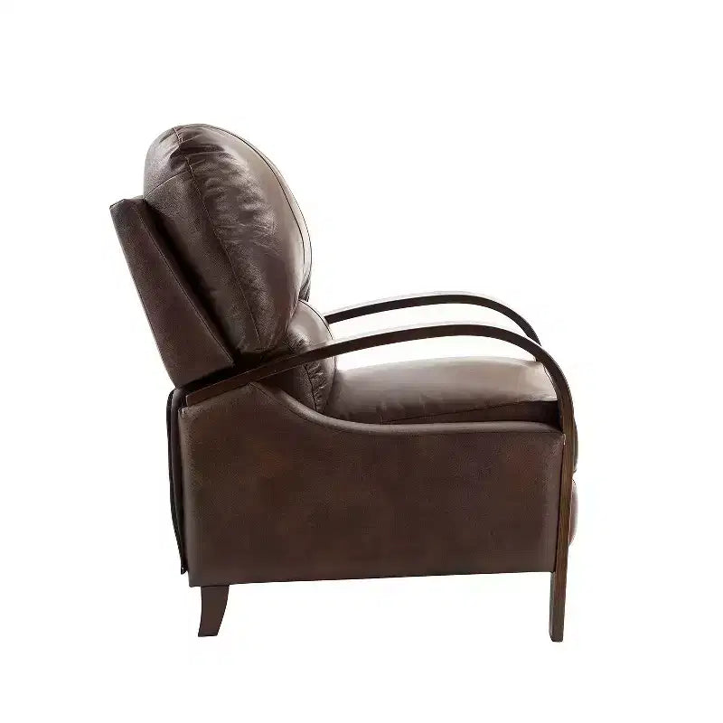 Ensemble de 2 fauteuils inclinables manuels en cuir véritable, inclinaison à 159°